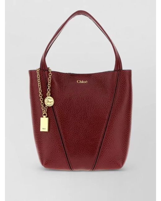 Chloé Red Spin Small Leather Tote Bag