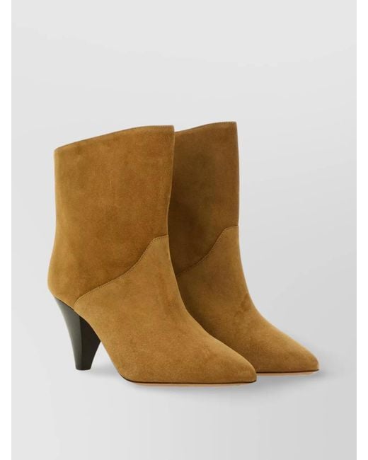 Isabel Marant Brown "Loline" Suede Cone Heel Ankle Boots