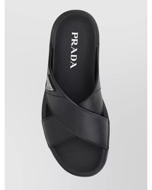 Prada Multicolor Braided Leather Cross Strap Sandals for men