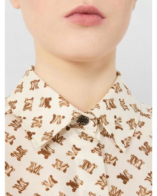 Max Mara Natural Printed Shirt Tie Cuffs And Slits