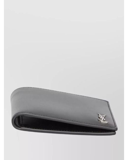 Saint Laurent Gray Calfskin Leather Wallet for men