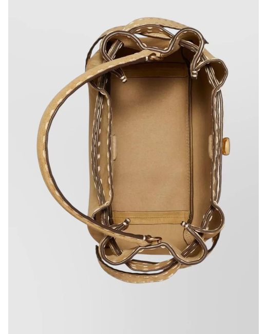 Tory Burch Natural Romy Suede Leather Bucket Tote Bag
