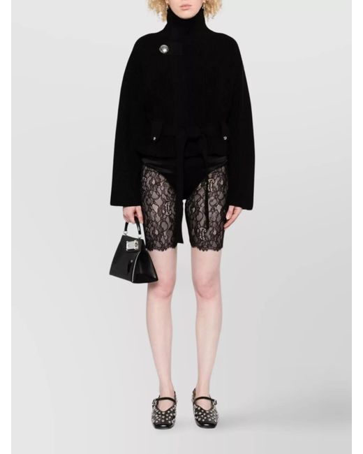 McQueen Black Lace Knee-Length Shorts
