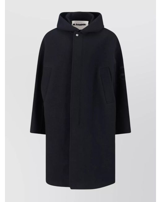 Jil Sander Blue Virgin Wool Hooded Jacket for men