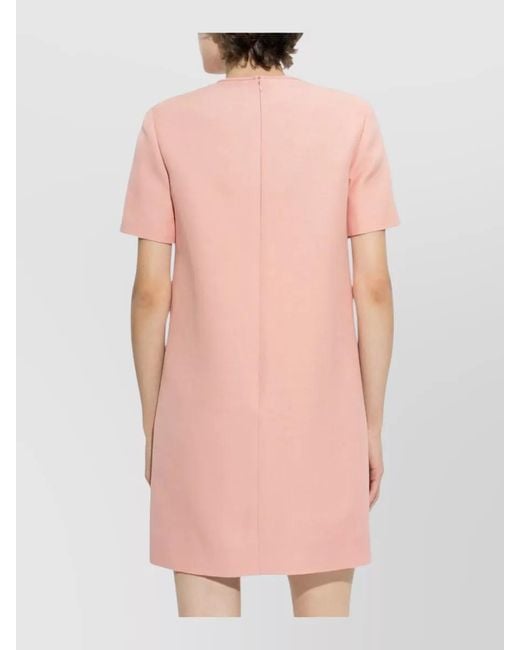 Valentino Pink Mini Dress Fitted Silhouette Embellished Neckline