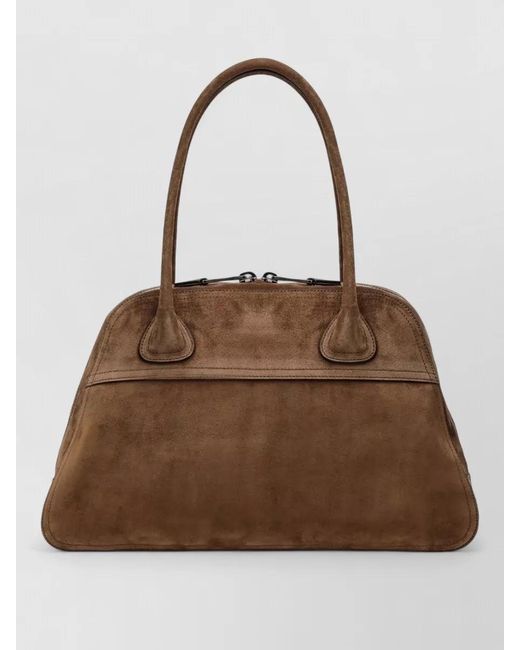 Miu Miu Brown Shoulder Bag Padlock Charm Suede Top Handles