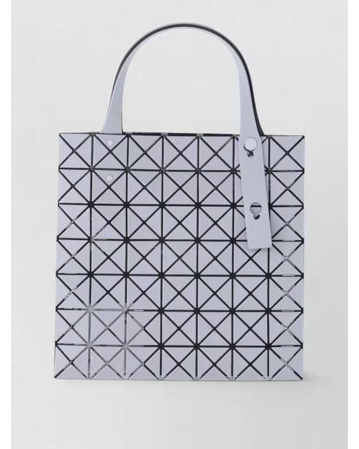 Issey Miyake Gray Shoulder Bag Geometric Pattern Top Handles