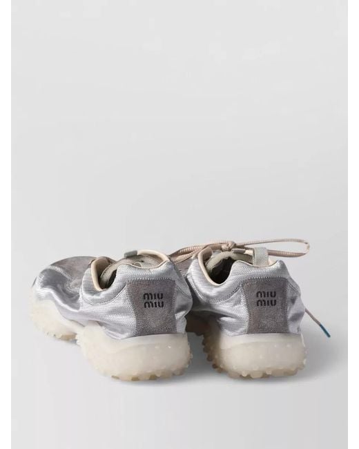 Miu Miu Metallic Nylon Suede Sneakers Modern Sporty Design