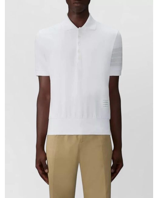 Thom Browne White Cotton Piqué Polo Shirt for men