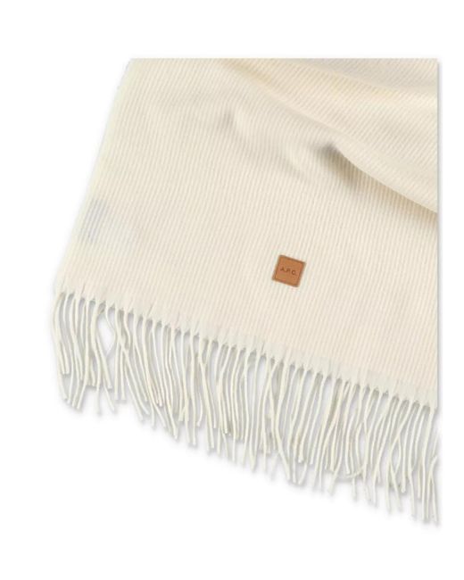 A.P.C. Natural Virgin Wool Fringed Scarf for men