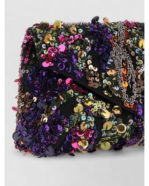 Dries Van Noten Multicolor Sequin Envelope Clutch Chain Strap Design