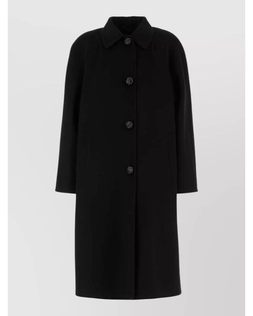 Prada Black Cashmere Virgin Wool Single-Breasted Coat
