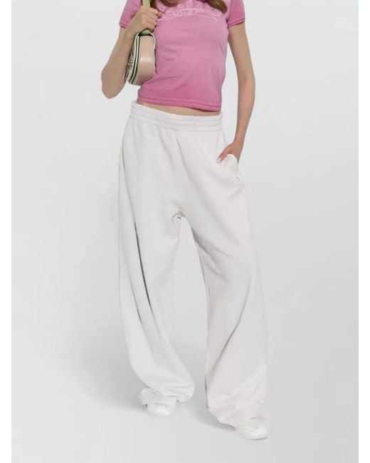 DIESEL White Cotton Lounge Pants Wide Leg Style