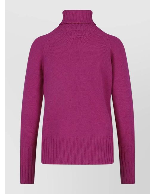 Drumohr Purple Knit Turtleneck Long Sleeve Crewneck Top