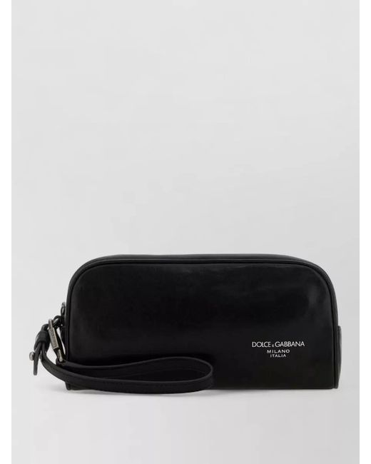 Dolce & Gabbana Black Calf Leather Toiletry Bag for men