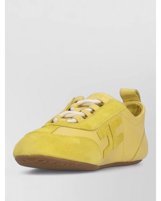 Elisabetta Franchi Yellow Low Top Lace Up Shoes Rubber Sole