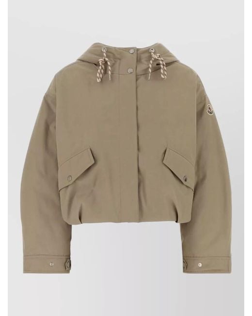 Moncler Natural Down Hooded Cropped Jacket
