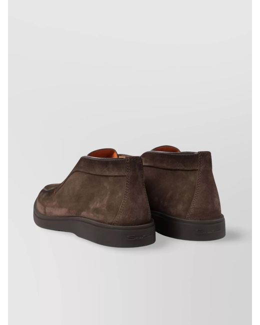 Santoni Brown "Dragon" Suede Ankle Boots With Round Toe for men