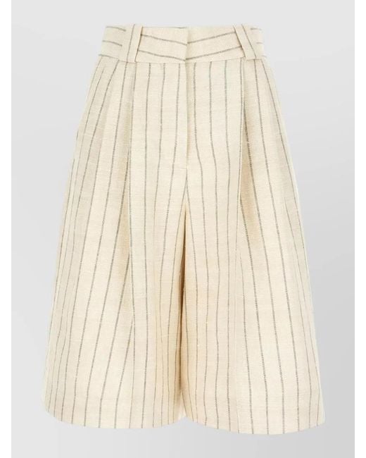 Blazé Milano Natural High Waist Striped Shorts Belt Loops