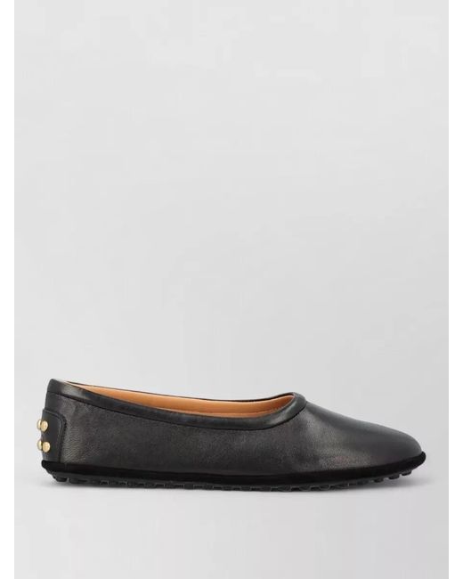 Tod's Gray Leather Studded Ballerina Flats