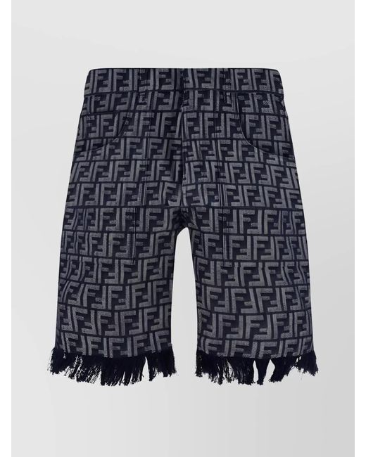 Fendi Blue Denim Bermuda Shorts for men