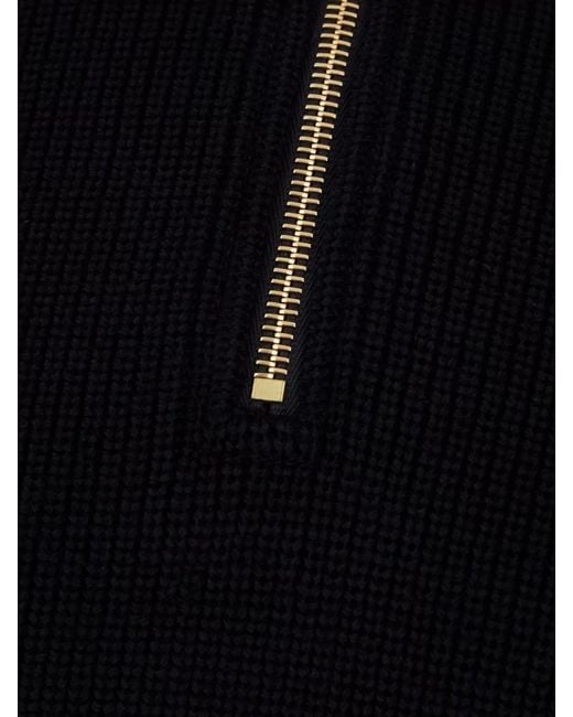 Paul & Shark Blue Wool Blend Sweater High Neck Ribbed for men