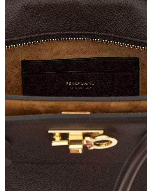 Ferragamo Black The Studio Soft Medium Leather Tote Bag