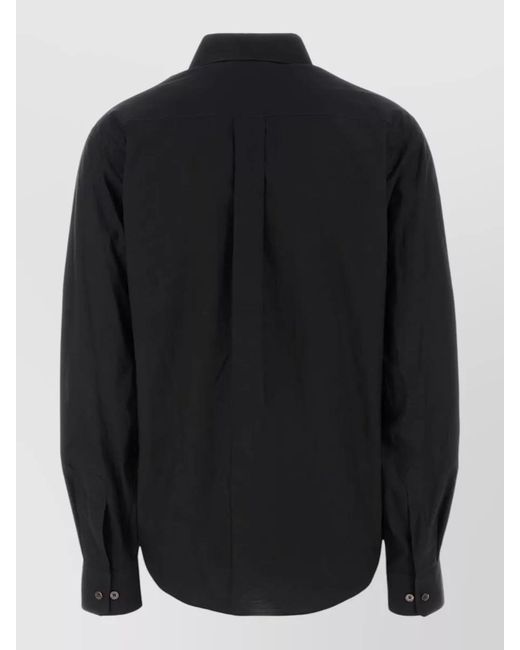 Lemaire Black Silk Blend Poplin Shirt for men