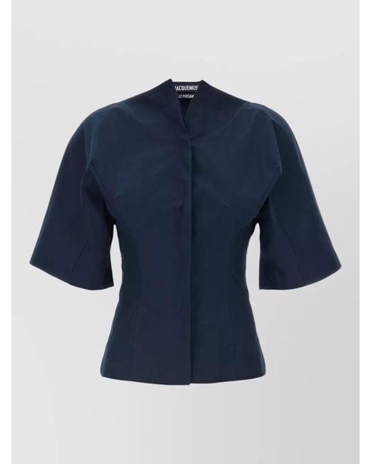 Jacquemus Blue Harvest Panel Short Sleeve Shirt Jacket