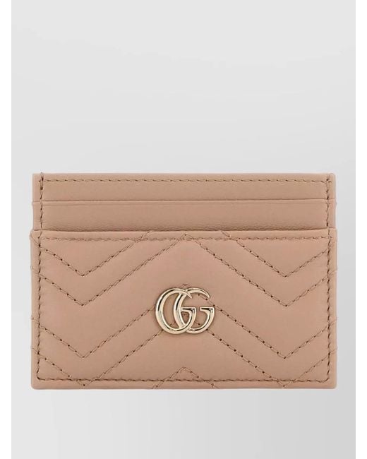 Gucci Natural Leather Card Holder Quilted Design