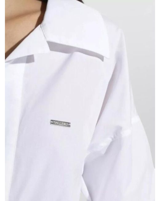 DSquared² White Long Sleeve Dress Button Cuffs Pockets