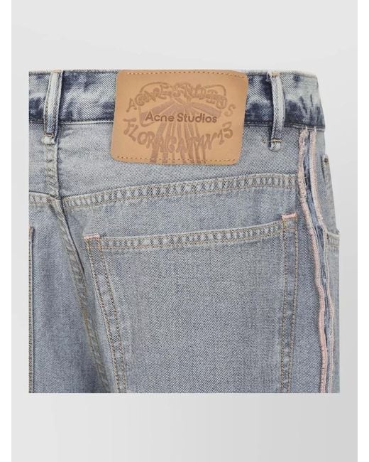 Acne Gray Denim Rhinestone Straight-Leg Cropped Jeans