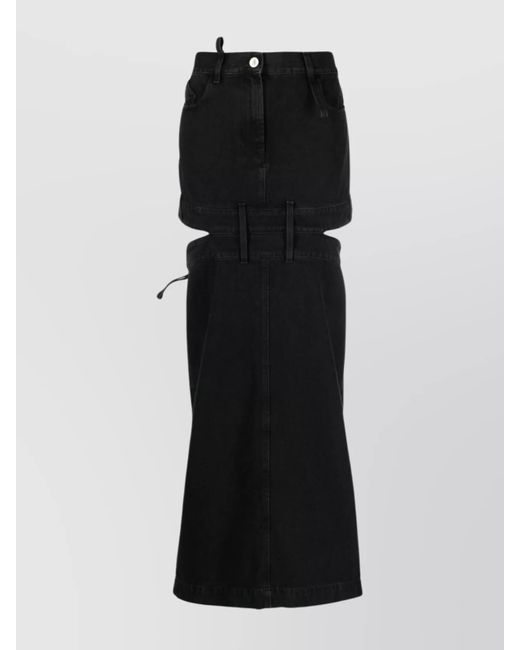 The Attico Black Denim Cutout High-Rise Maxi Skirt