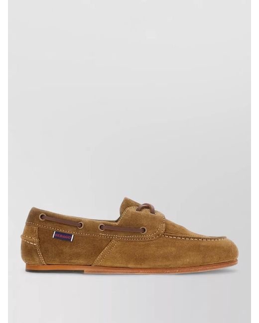 Sebago Brown Suede Moc Toe Loafers Rubber Sole