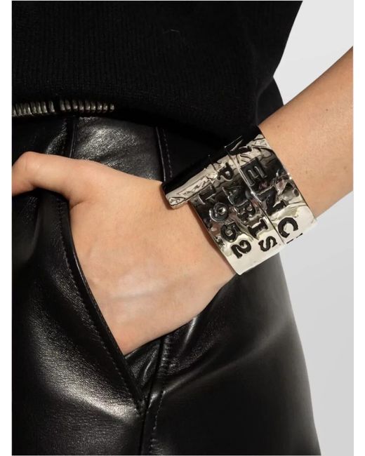 Givenchy White Textured Metal Cuff Bracelet