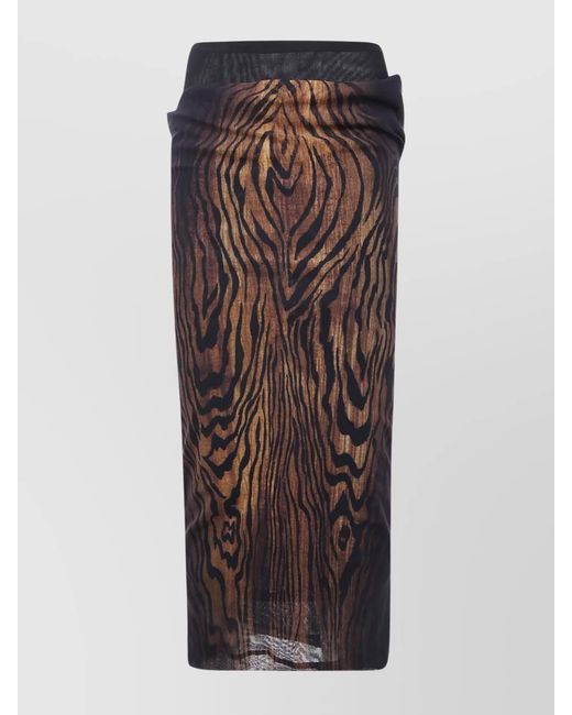 Jean Paul Gaultier Brown Printed Mesh Fitted Skirt