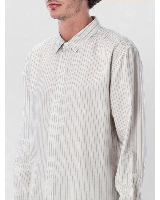 Saint Laurent White Striped Slim-Fit Shirt for men