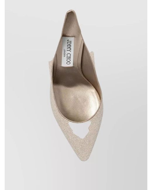 Jimmy Choo Natural Romy 85 Pointed Toe Glitter Pumps