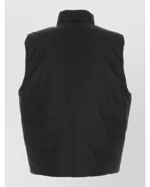 Jil Sander Black Polyester Sleeveless Down Jacket High Collar for men