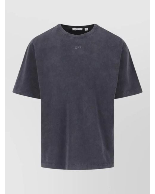 Off-White c/o Virgil Abloh Blue Casual Fit Crew Neck Graphic Print T-Shirt for men