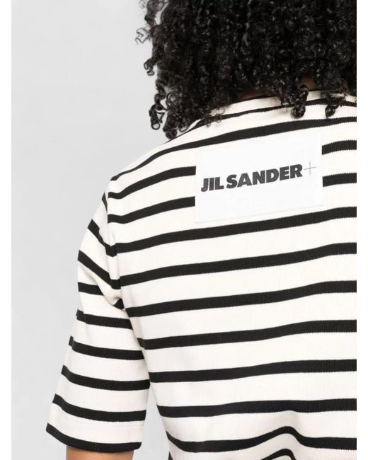 Jil Sander Multicolor Striped Crew Neck Ribbed Short Sleeve Top