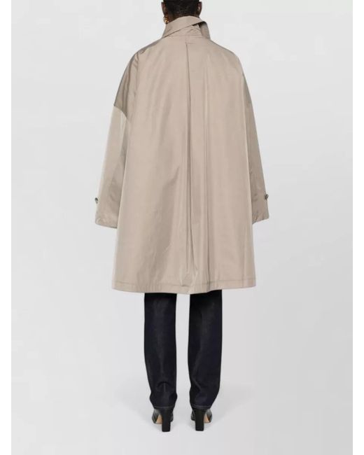 Totême  Natural Long Oversized Coat Buttoned Cuffs Side Pockets