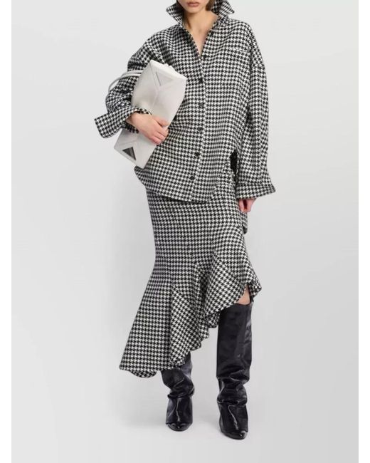 The Attico Multicolor Wool Houndstooth Relaxed-Fit Shirt Jacket