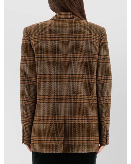 Saint Laurent Brown Wool Check Single-Breasted Blazer