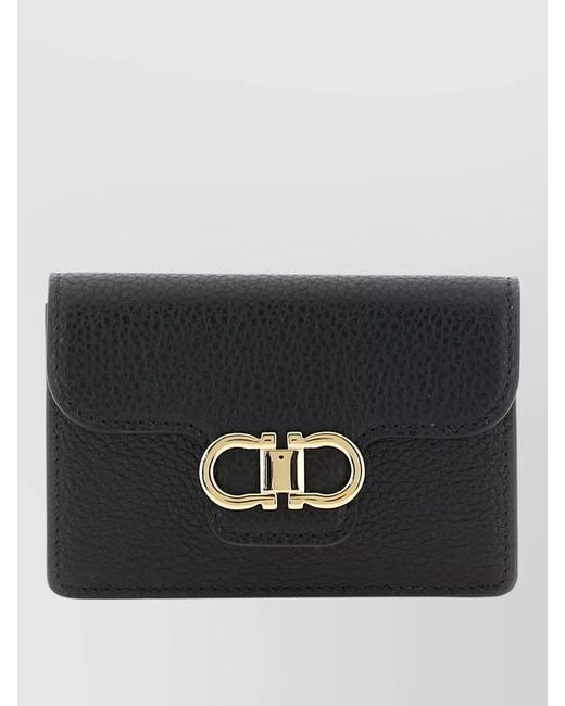 Ferragamo Black Gancini Leather Keyring And Key Holder