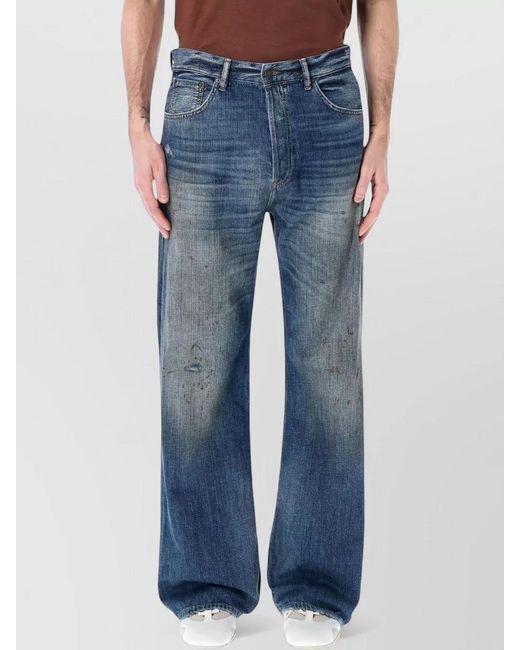 Acne Blue Denim Mid-Rise Wide-Leg Jeans for men