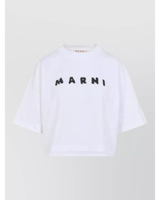 Marni White Cotton Oversized Logo-Print T-Shirt