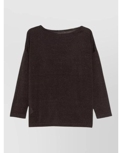 P.A.R.O.S.H. Black Knitwear Top Long Sleeves Round Neck
