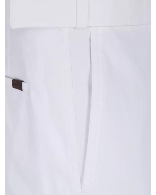 Incotex White Belted Chino Trousers for men