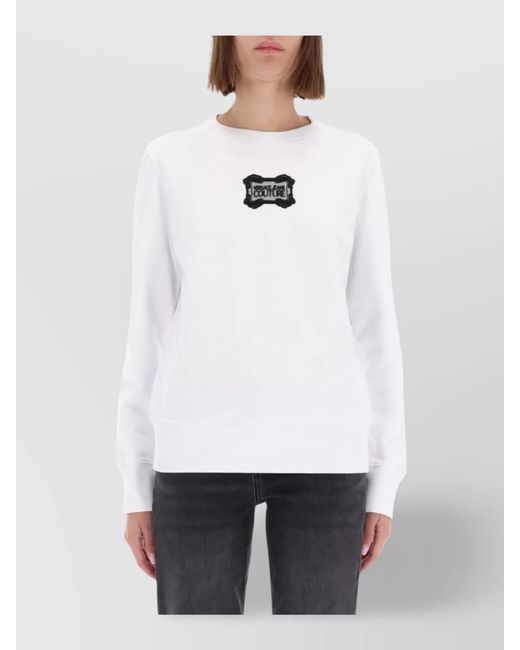 Versace Jeans Couture White Cotton Logo-Print Jumper